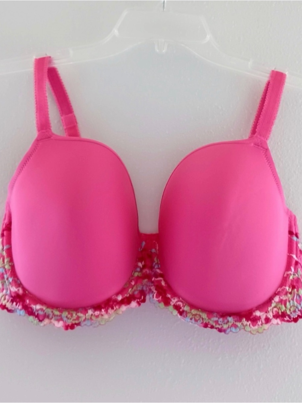 WACOAL Embrace Lace Contour T-Shirt Bra Sz 38C in Hot Pink/multi NEW - Picture 5 of 14